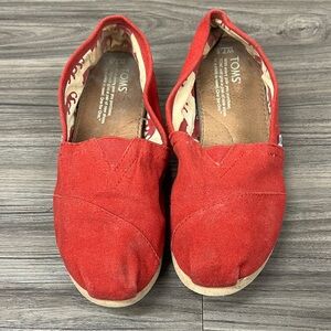 Toms Red Canvas Slip-On Flats